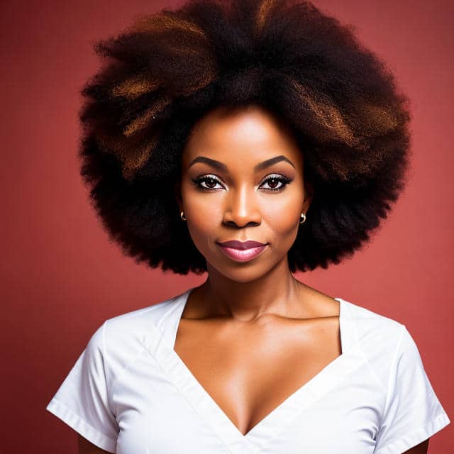 beautiful black woman showing her face